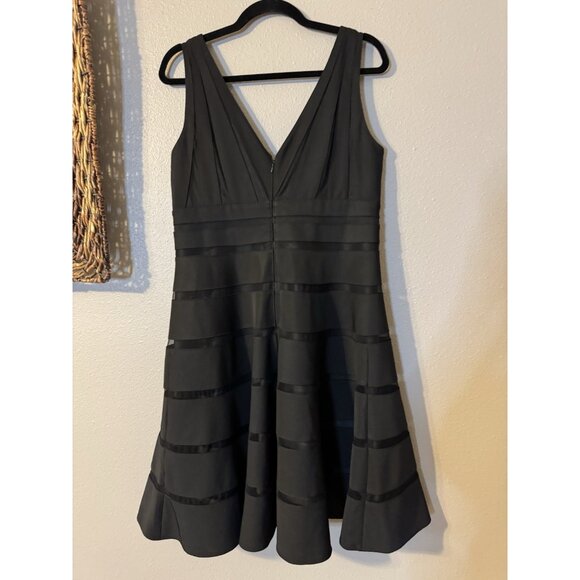 WHBM Dress 14 Black A Line V Front Back Sleeveless Stretch Mesh Trim - Picture 14 of 15